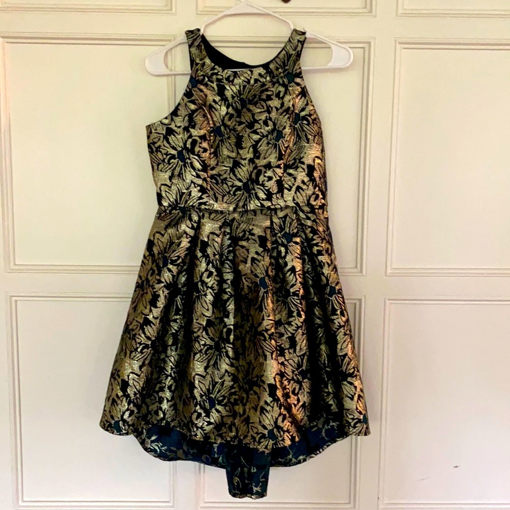 Beautiful girls gold, black and green dress